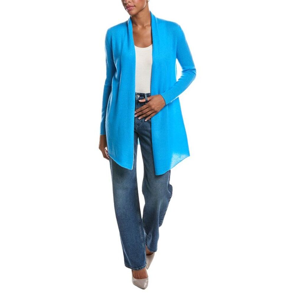 Incashmere Womens  Open Front 100% Cashmere Cardigan, Blue